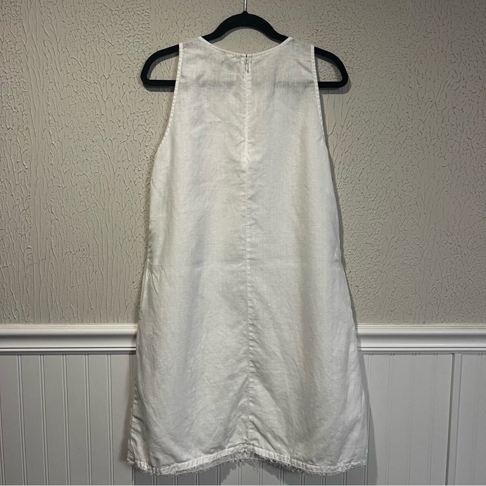 Garnet Hill White 100% Linen Sleeveless Fringe Hem A line dress size 10 - Picture 12 of 16